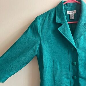 Vintage Kelly Green Short Sleeve Midi Dress 80s Size 10 Petite